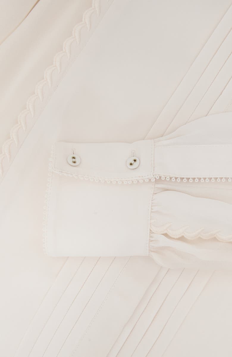 Reiss Maddie Pleated Button-Up Top, Alternate, color, Pale Pink