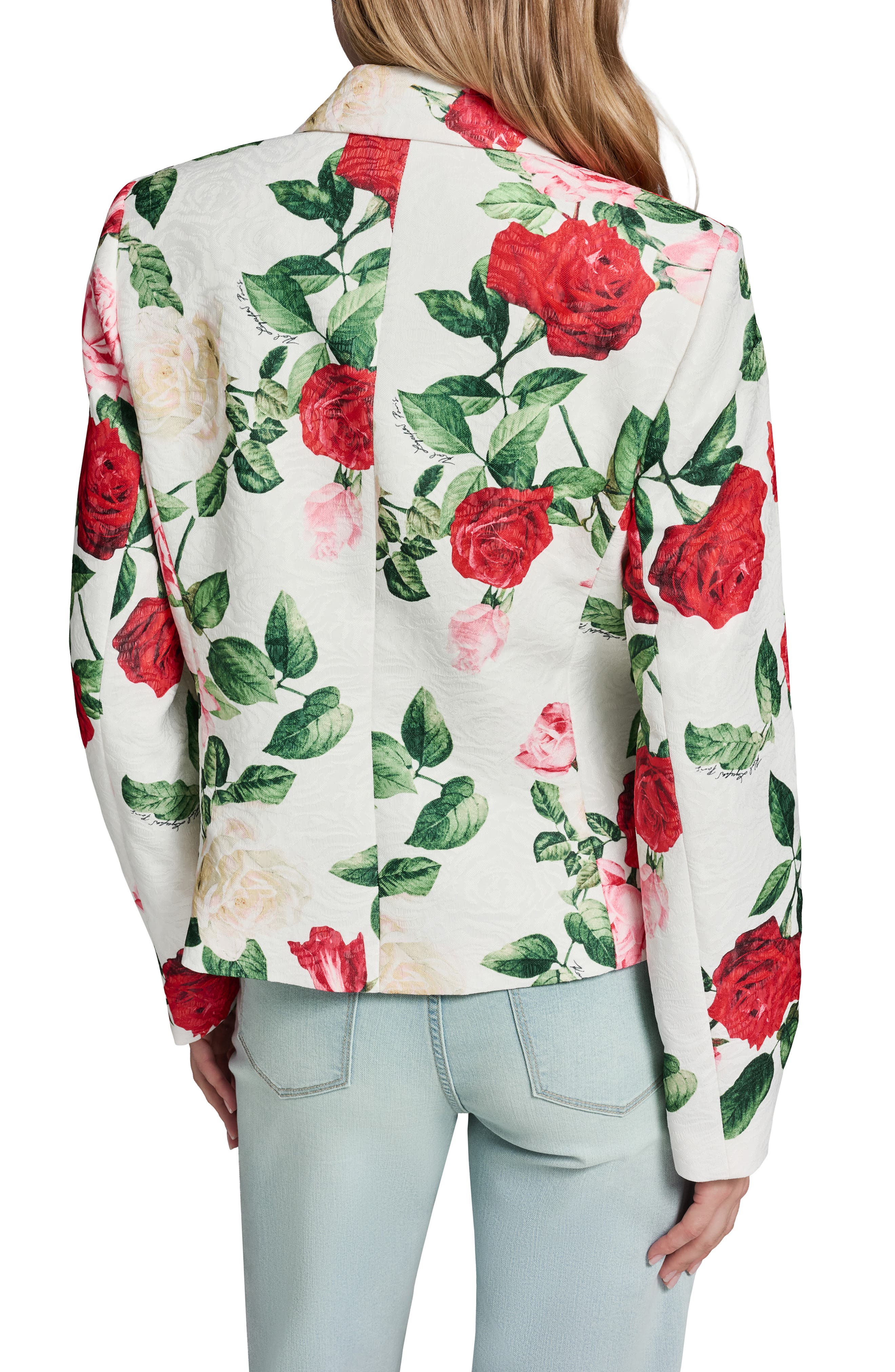 Rose Print Floral Jacquard Jacket - image 2