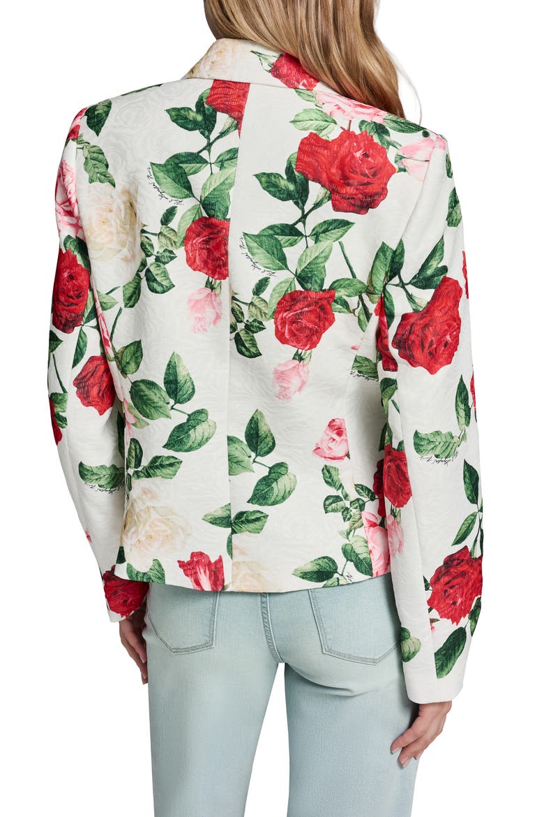 Rose Print Floral Jacquard Jacket, Alternate, color, SOFT WHITE MULTI