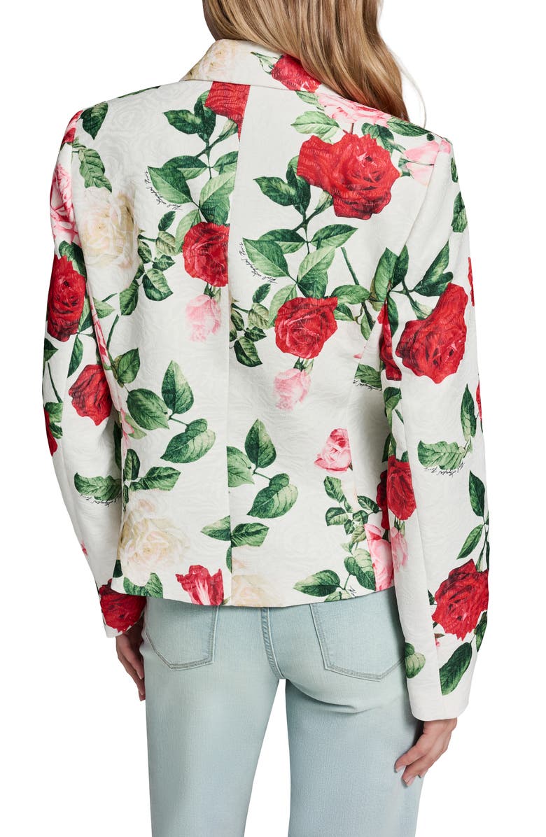 KARL LAGERFELD PARIS Rose Print Floral Jacquard Jacket, Alternate, color, 