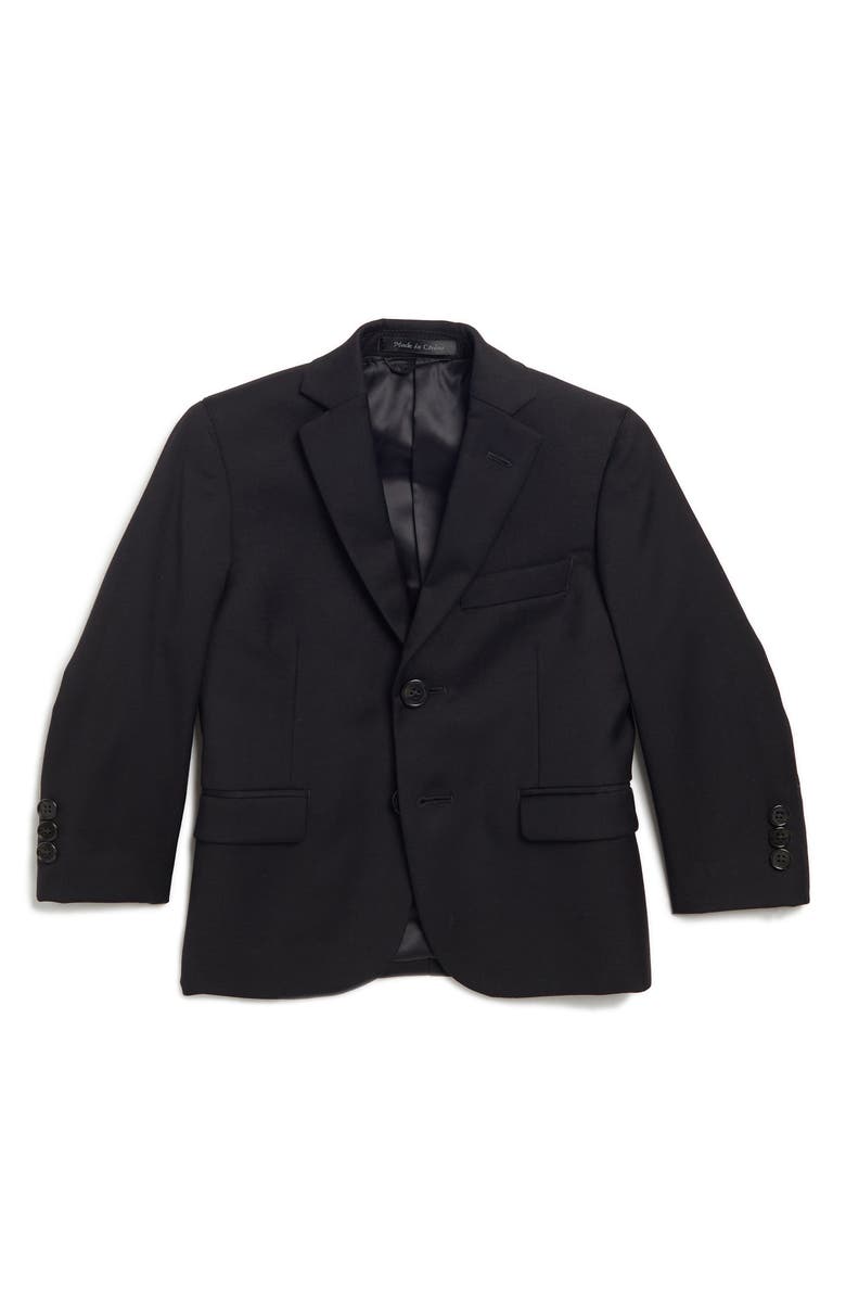 Ralph Lauren Kids' Classic Black Solid Notch Lapel Wool Blazer, Main, color, 