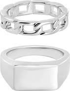 Lucky Brand Mens Silver Tone Ring Set Of 2