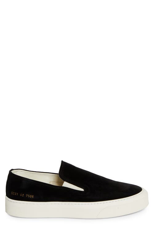 Common Projects Suede Slip-on Sneaker In 7506 Black/white Sole