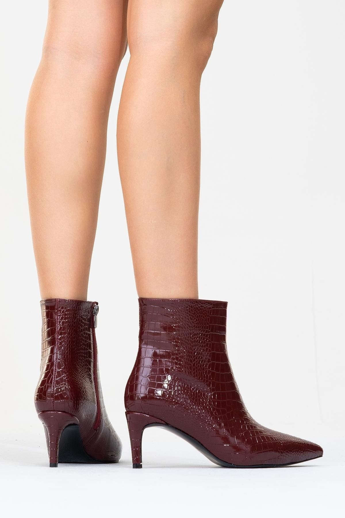 Noya Stiletto Boot, Alternate, color, Burgundy Patent Faux Leather