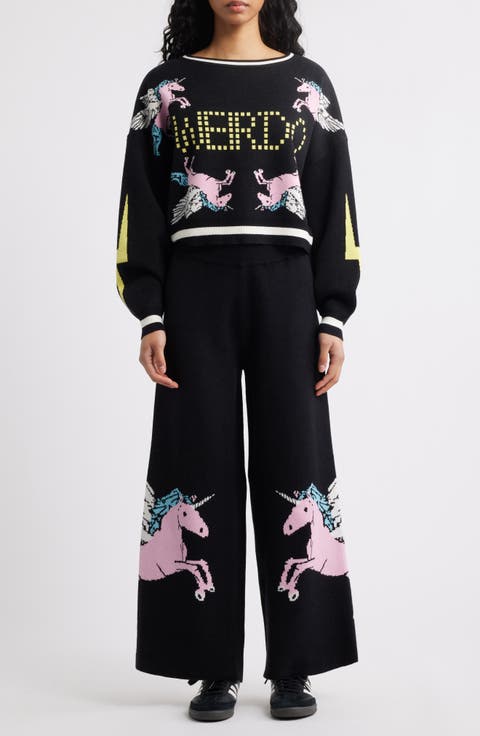 Weirdos Unite Pegasus Jacquard Sweater & Wide Leg Pants Set