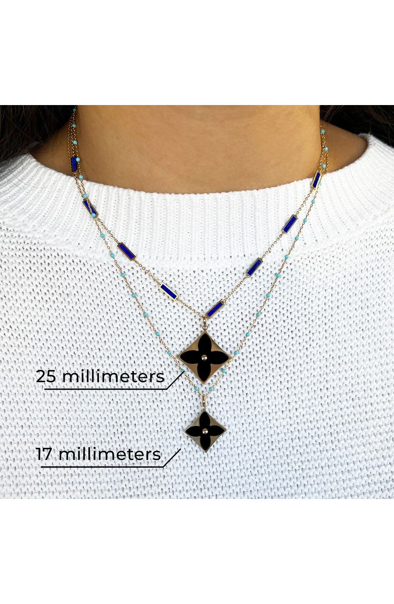 The Lovery Fine Jewelry Onyx Luxe Flower Charm, Alternate, color, Onyx