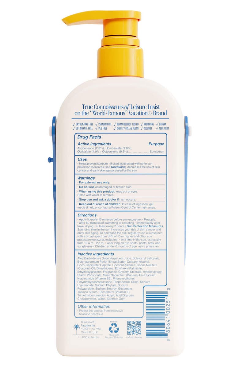 Vacation Classic Lotion SPF 50 Sun Lotion Jug, Alternate, color, 