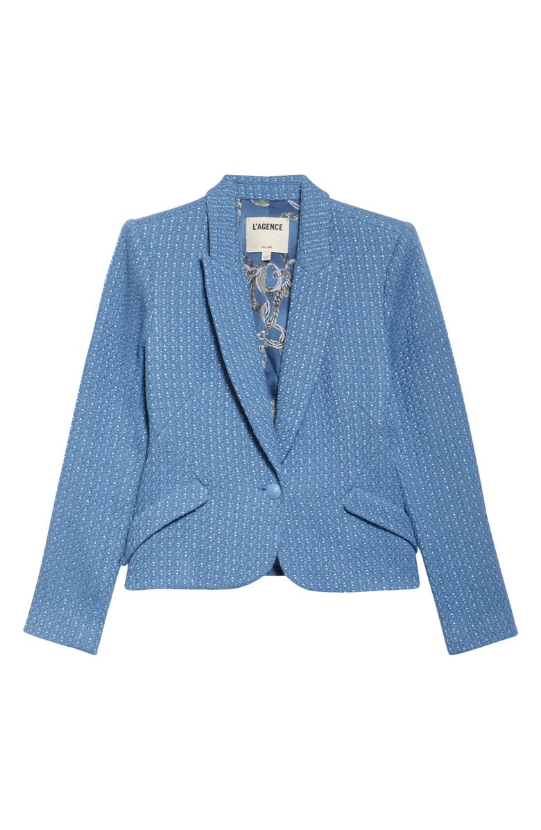 L'AGENCE Jennah Blazer, Alternate, color, Harbor Blue/ Good Luck Chain