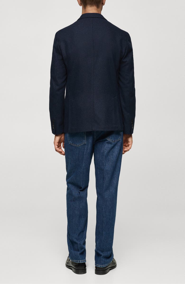 MANGO Slim Fit Micro Houndstooth Wool Blend Sport Coat, Alternate, color, Blue