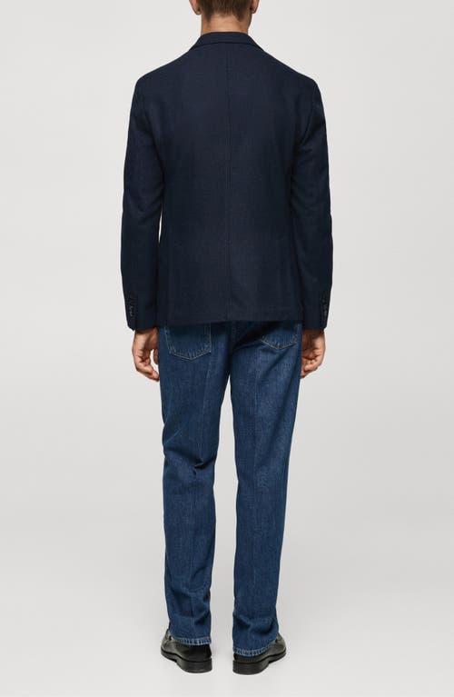 Mango Slim Fit Micro Houndstooth Wool Blend Sport Coat In Blue