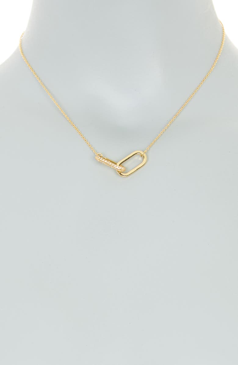 Adornia Pavé Link Pendant Necklace, Alternate, color, Gold