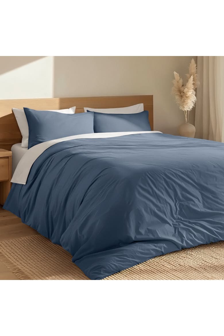 100% Organic Cotton Percale Duvet Cover and Sham Set, Alternate, color, Bering Sea