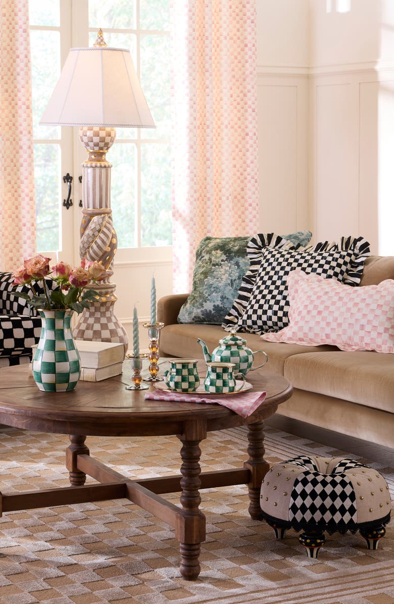 MACKENZIE CHILDS Courtly Check Small Glass Candleholder, Alternate, color, Black/ White