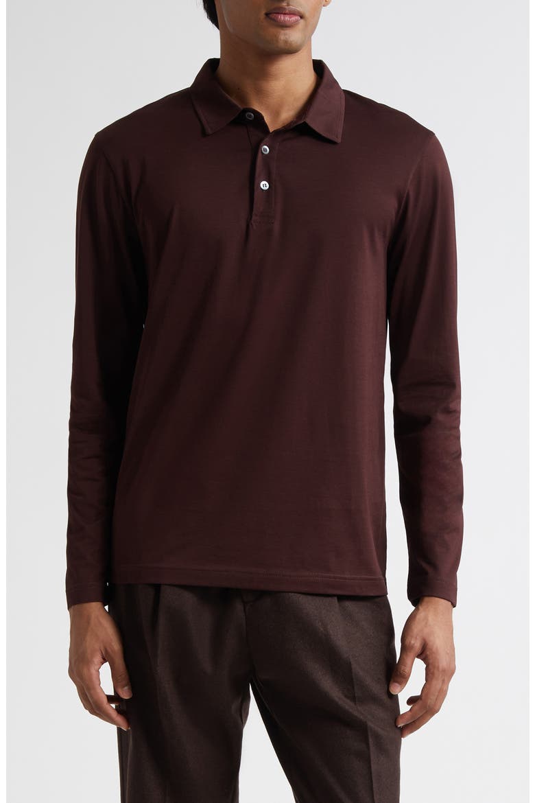 Long Sleeve Supima® Cotton Polo, Main, color, BAKELITE