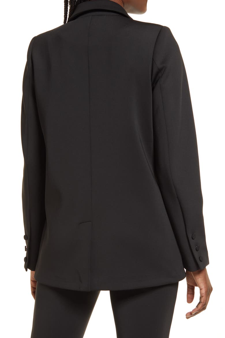 Shiny Scuba Knit Blazer, Alternate, color, BLACK001