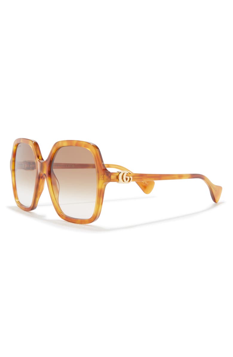 Gucci 56mm Rectangular Sunglasses, Alternate, color, Havana Havana Brown