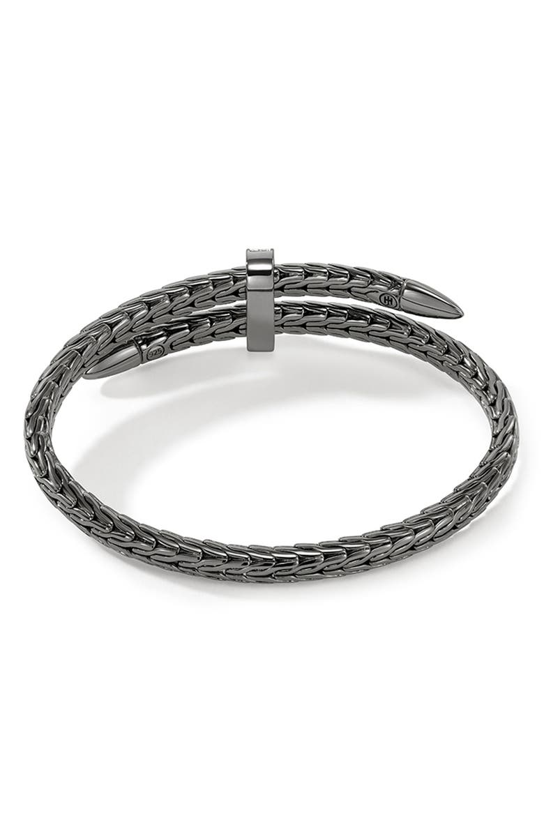 John Hardy Spear Flex Cuff, Diamonds, Alternate, color, Dark Sterling Silver