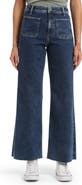 Mavi Jeans Paloma Marine Patch Pocket Raw Hem High Waist Wide Leg Jeans
