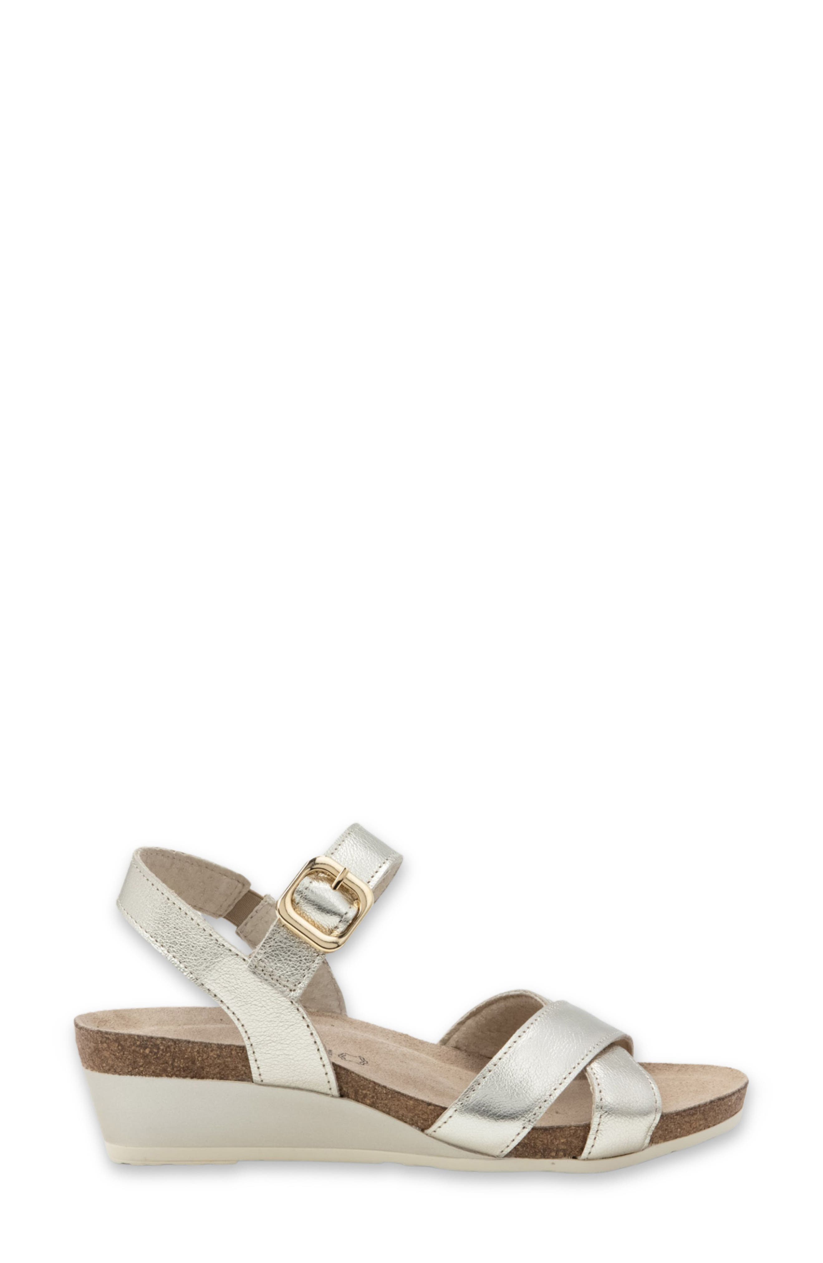 Throne Wedge Sandal, Alternate, color, RADIANT GOLD LEATHER