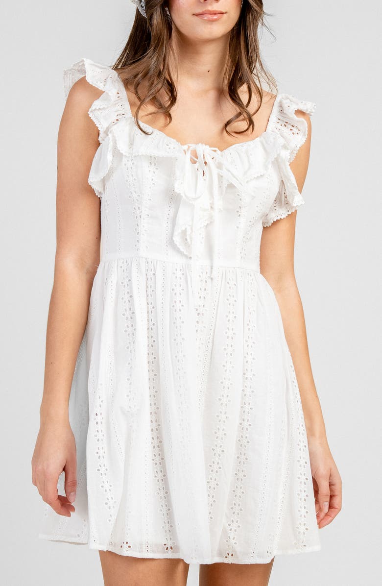 Beivy Eyelet Lawn Short Dress, Alternate, color, White