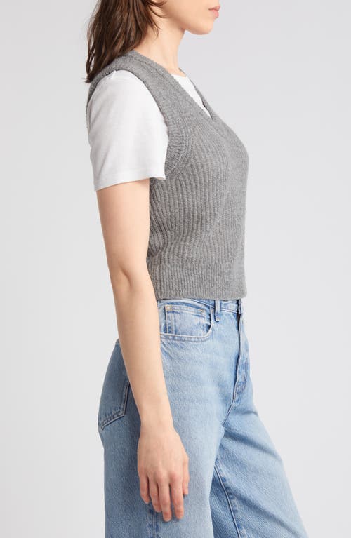 Shop Madewell Romy Shrunken Sweater Vest In Heather Pewter