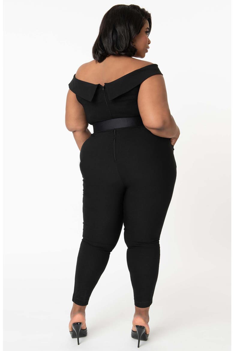 Plus Size Off Shoulder Gillian Jumpsuit, Alternate, color, Black