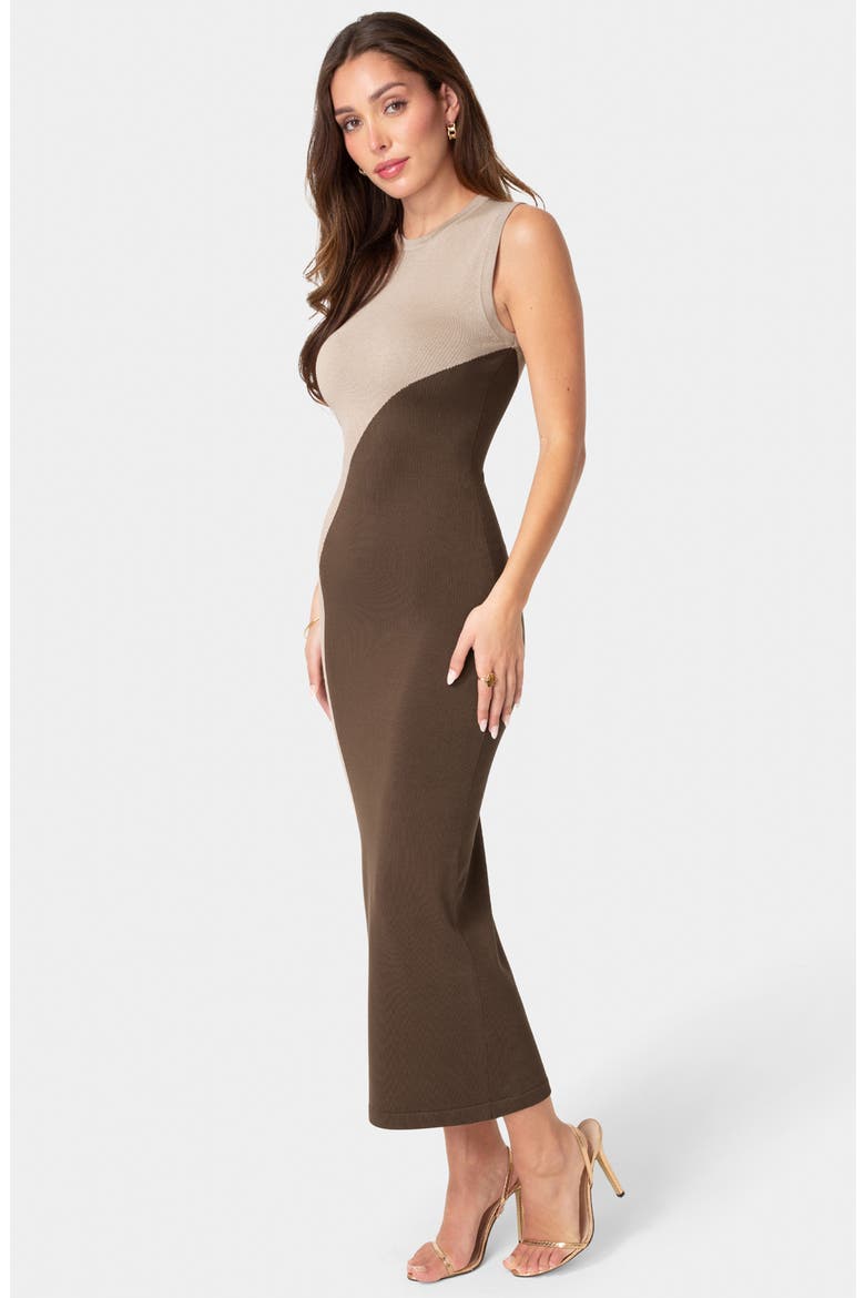 Colorblock Sleeveless Maxi Sweater Dress, Alternate, color, NUDE CHOCOLATE