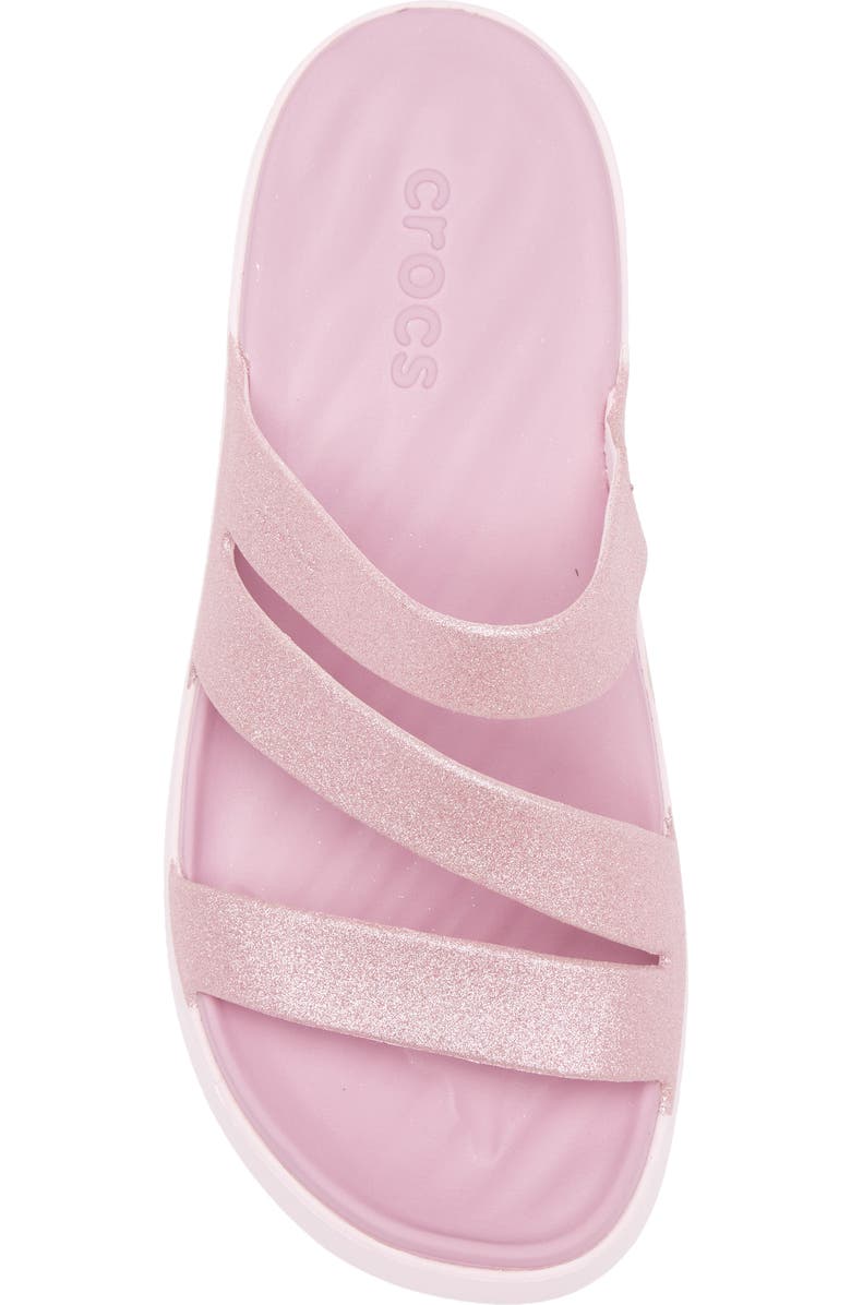 CROCS Getaway Glitter Slide Strappy Sandal, Alternate, color, Pink Milk