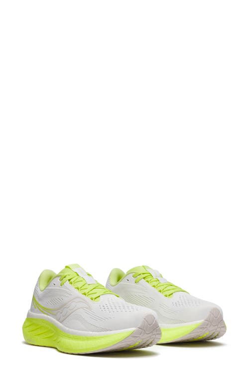 Saucony Ride 18 Running Shoe In White/sunny