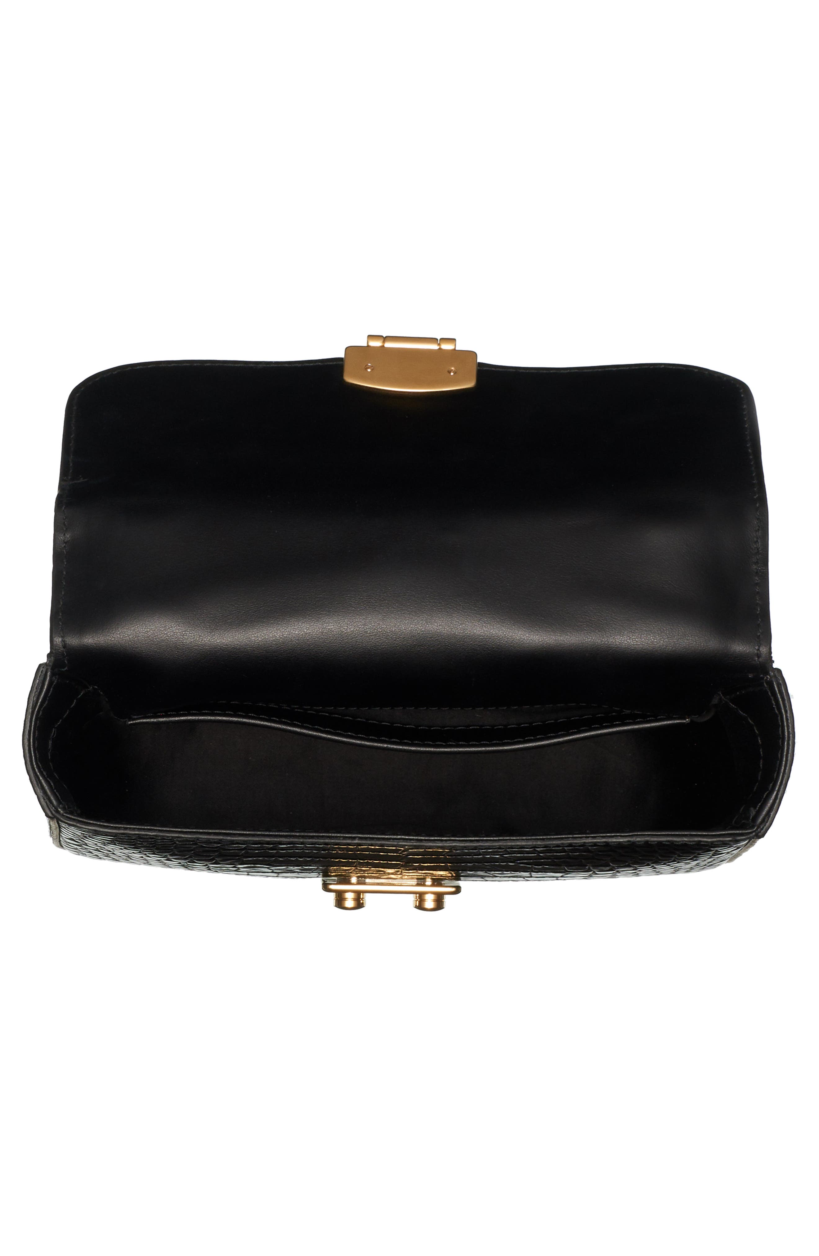 Miu Miu Croc Embossed Leather Top Handle Bag, Alternate, color, 