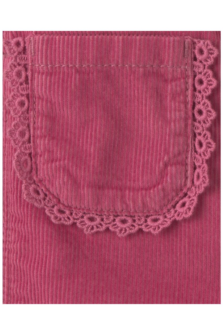 Lace Trim Cotton Corduroy Overalls, Alternate, color, ROSE XMAS CORD OVERALL