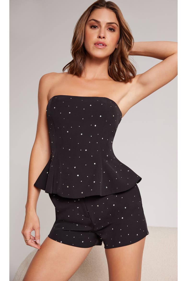 Beverly Crystal Crepe Bustier, Alternate, color, Black