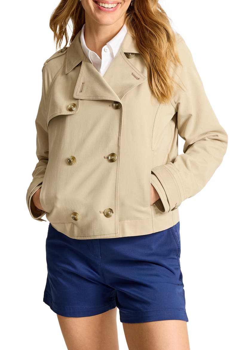 Crop Double Breasted Trench Coat, Main, color, TWILL
