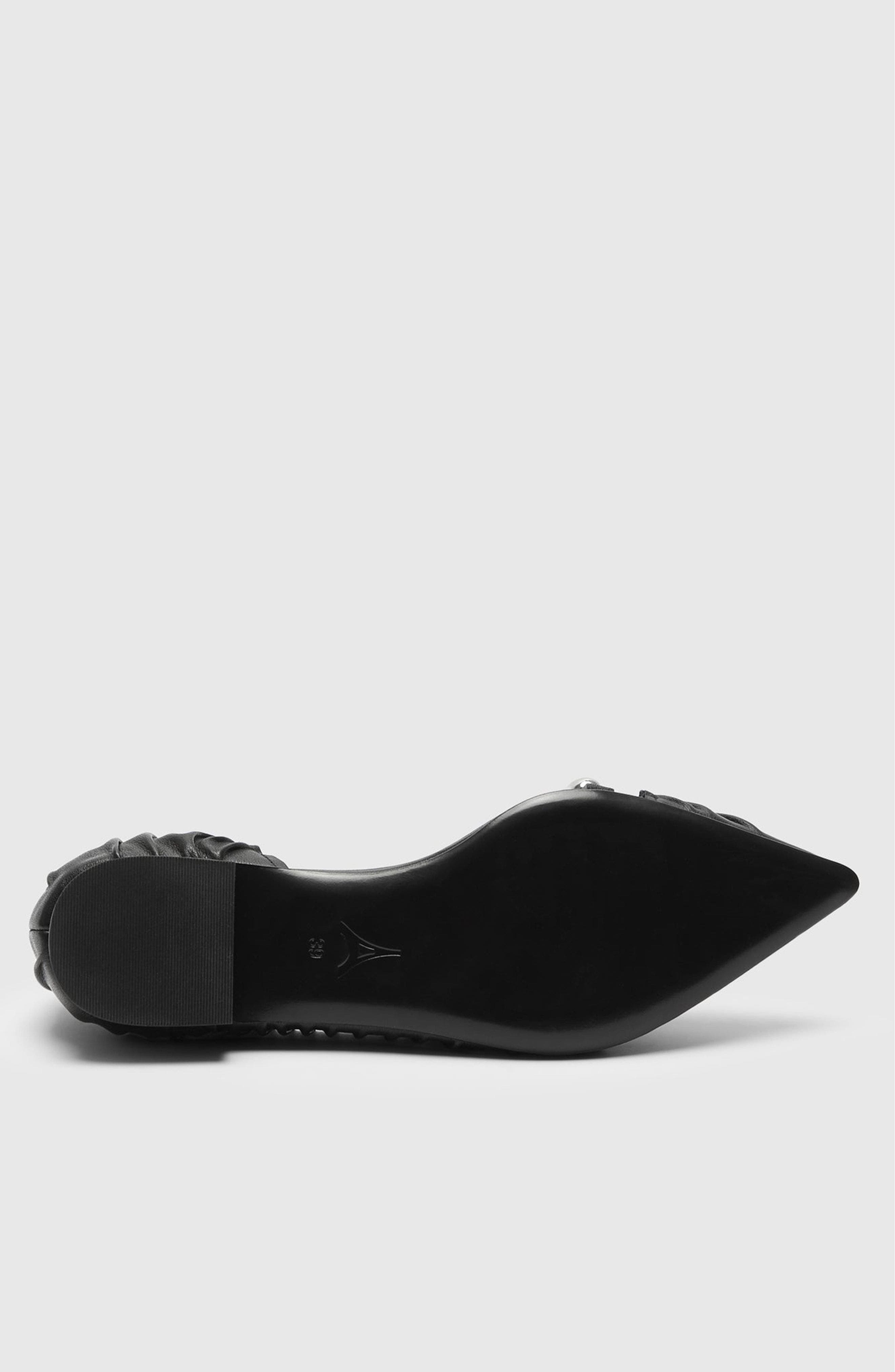Manière De Voir Celeste Leather Ballet Flats with Hardware, Alternate, color, Midnight