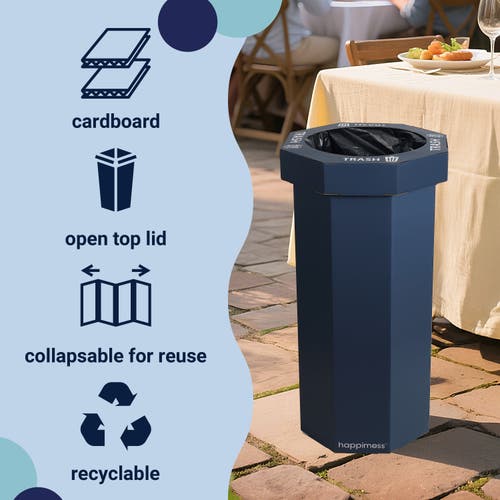 Happimess Fleur 25-gallon Classic Disposable Corrugated Cardboard Event Trash Can And Recycling Bin In Blue