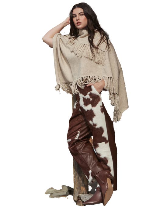 Faux Cow Hide And Leather Pant (Plus)