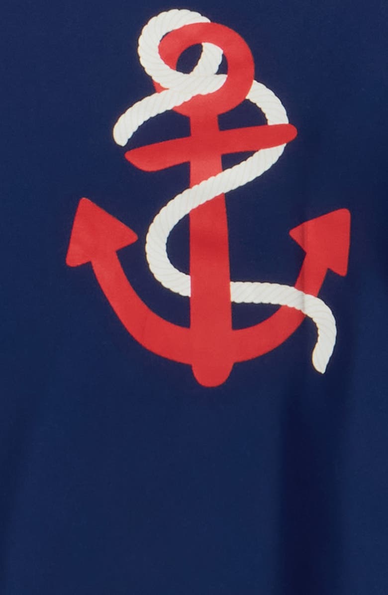 Little Me Kids' Anchor Long Sleeve Rashguard & Swim Trunks Set, Alternate, color, Blue