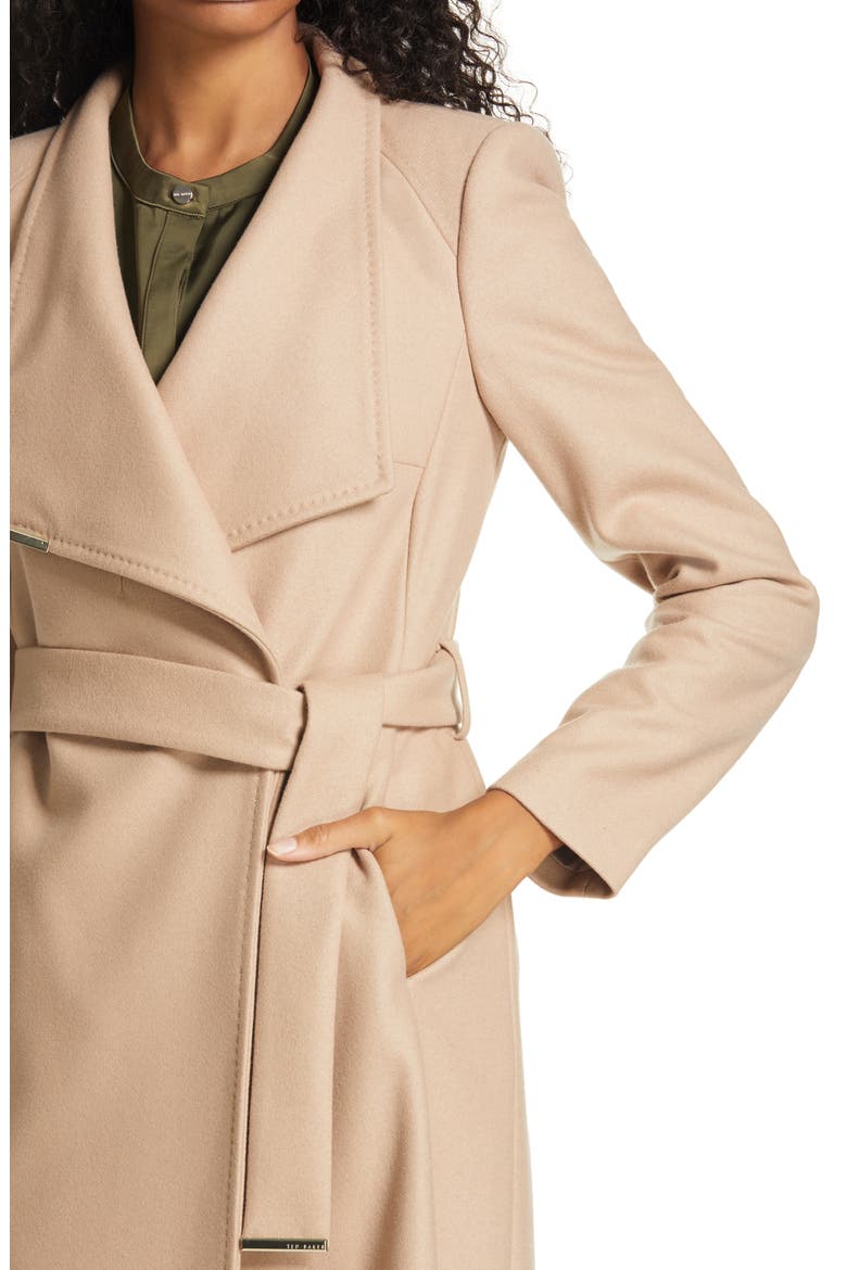 Rose Wool & Cashmere Blend Wrap Coat, Alternate, color, CAMEL
