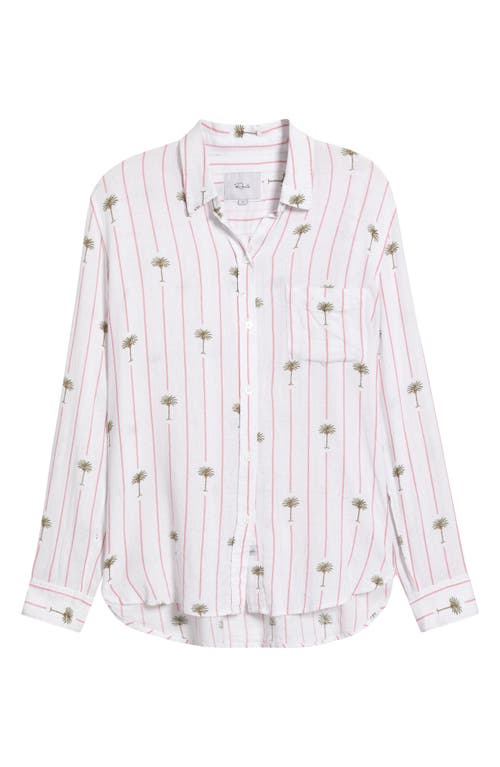 Rails Charli Stripe Palm Tree Print Linen Blend Button-up Shirt In Pink Palm Stripe