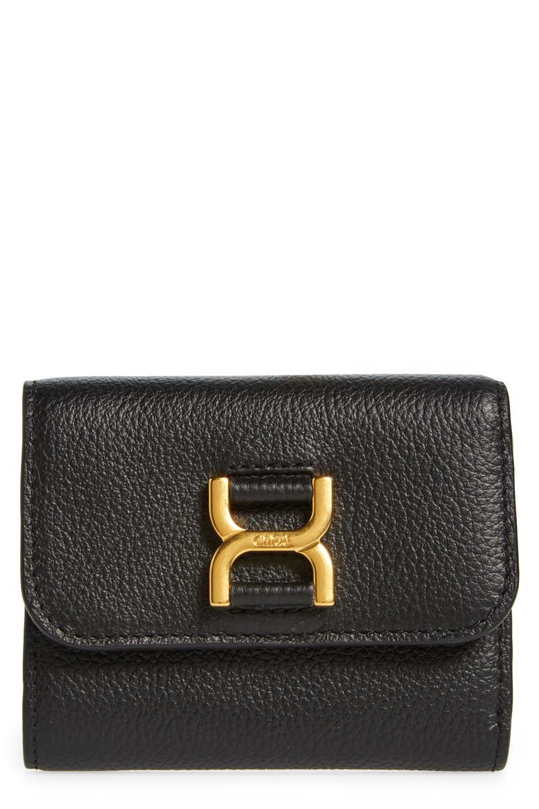 Marcie Leather Trifold Wallet, Main, color, BLACK 001