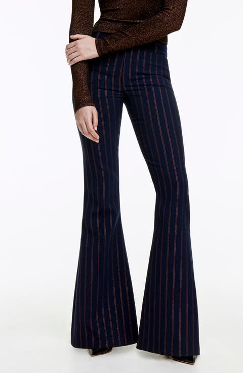 Metallic Stripe Bootcut Pants