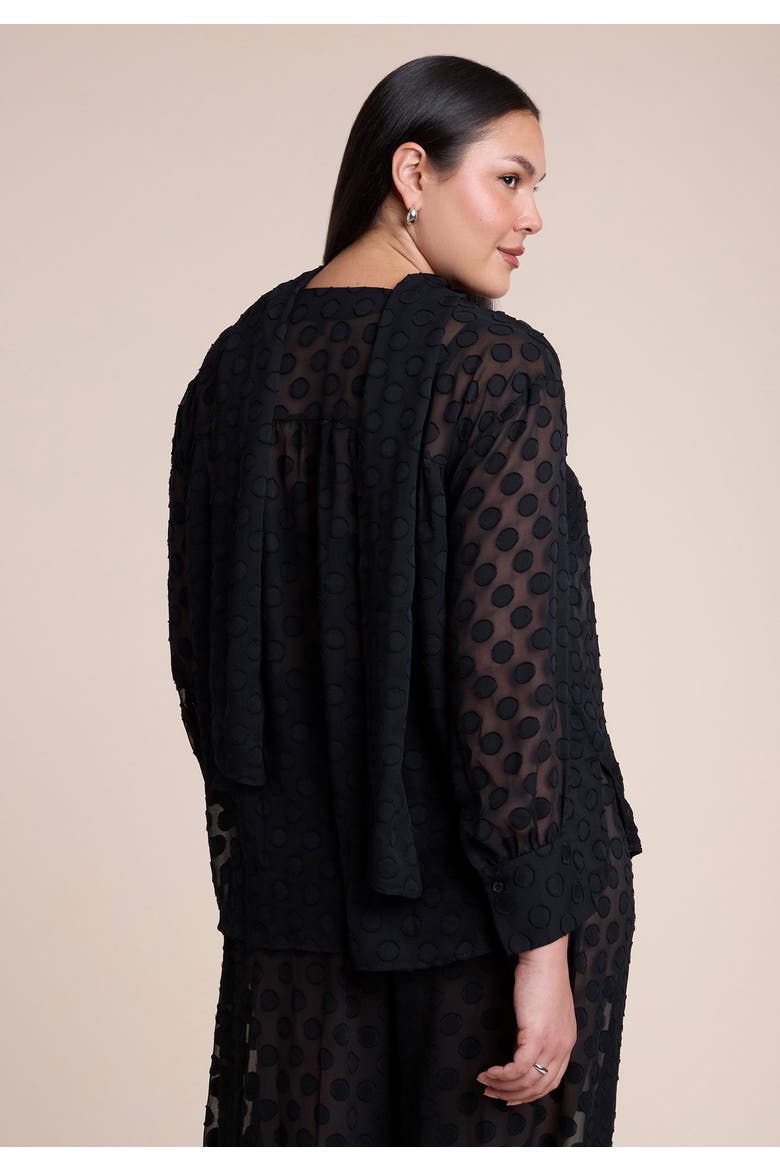 Sheer Polka Dot Blouse With Neck Tie, Alternate, color, BLACK ONYX