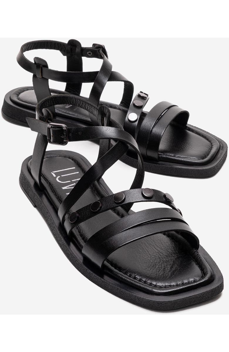 Forever & Always Shoes Poole Leather Multi Strap Sandal, Main, color, Black