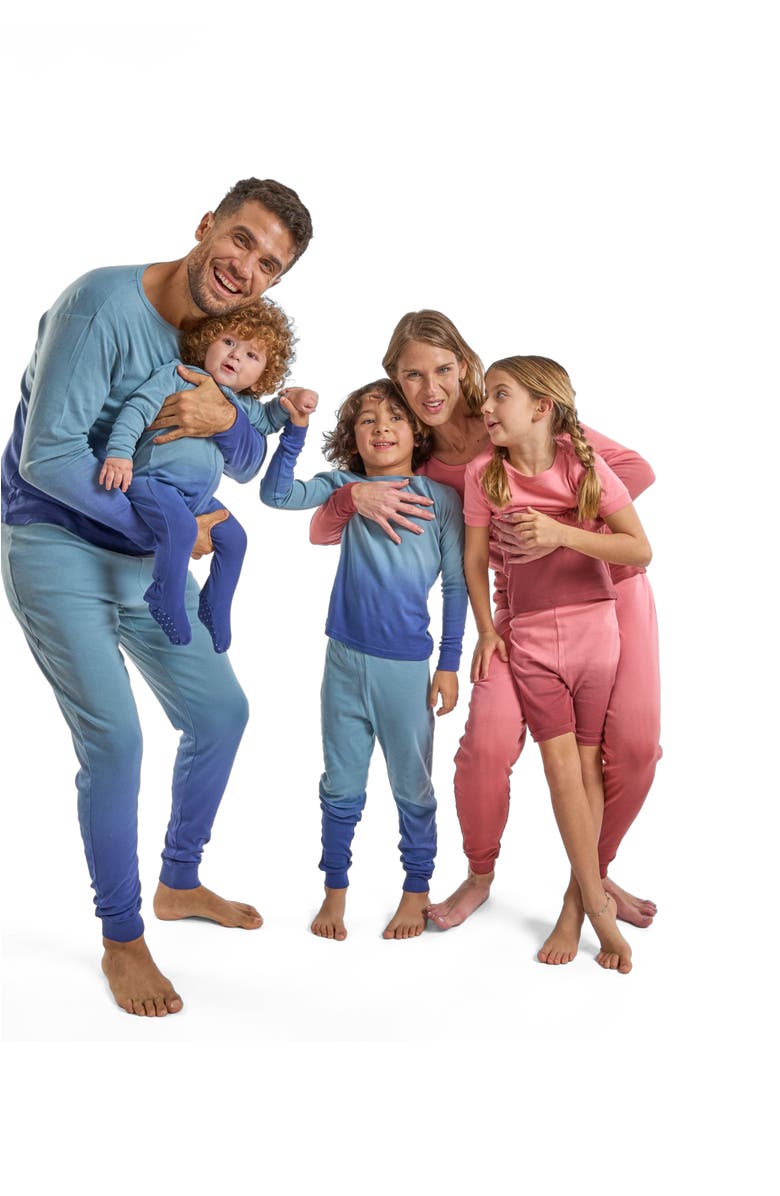Leveret Footed Cotton Pajamas Matching Family Coordinated Tie Dye Prints, Alternate, color, Tie Dye Blue
