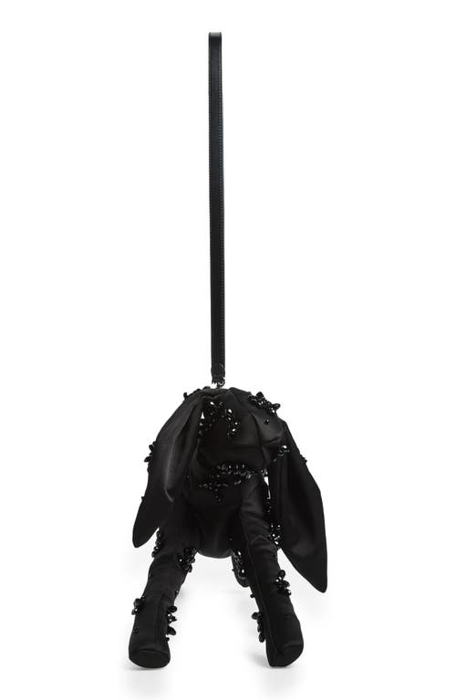 Simone Rocha Hare Embellished Turbo Satin Crossbody Bag In Black