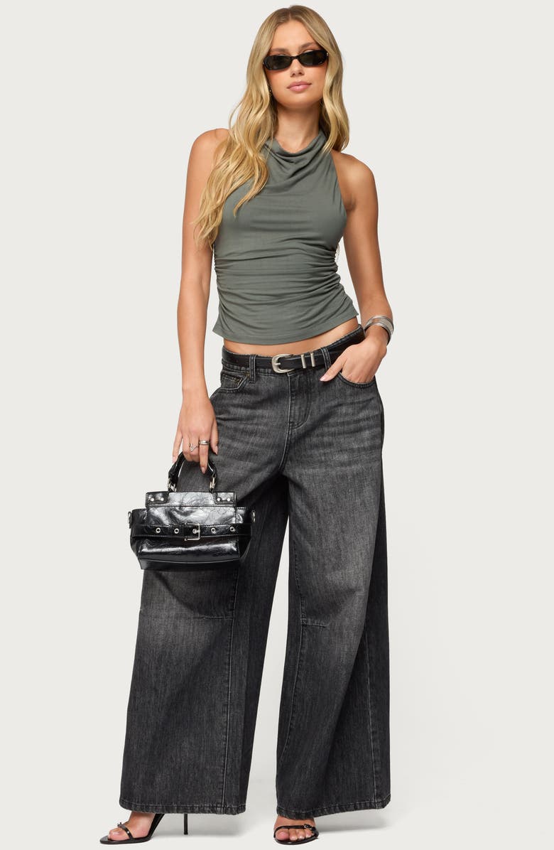 EDIKTED Collie Twisted Cowl Neck Top, Alternate, color, Olive