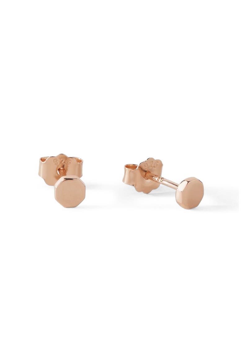 The Penny Mini Octogan Stud Earrings, Main, color, Rose Gold