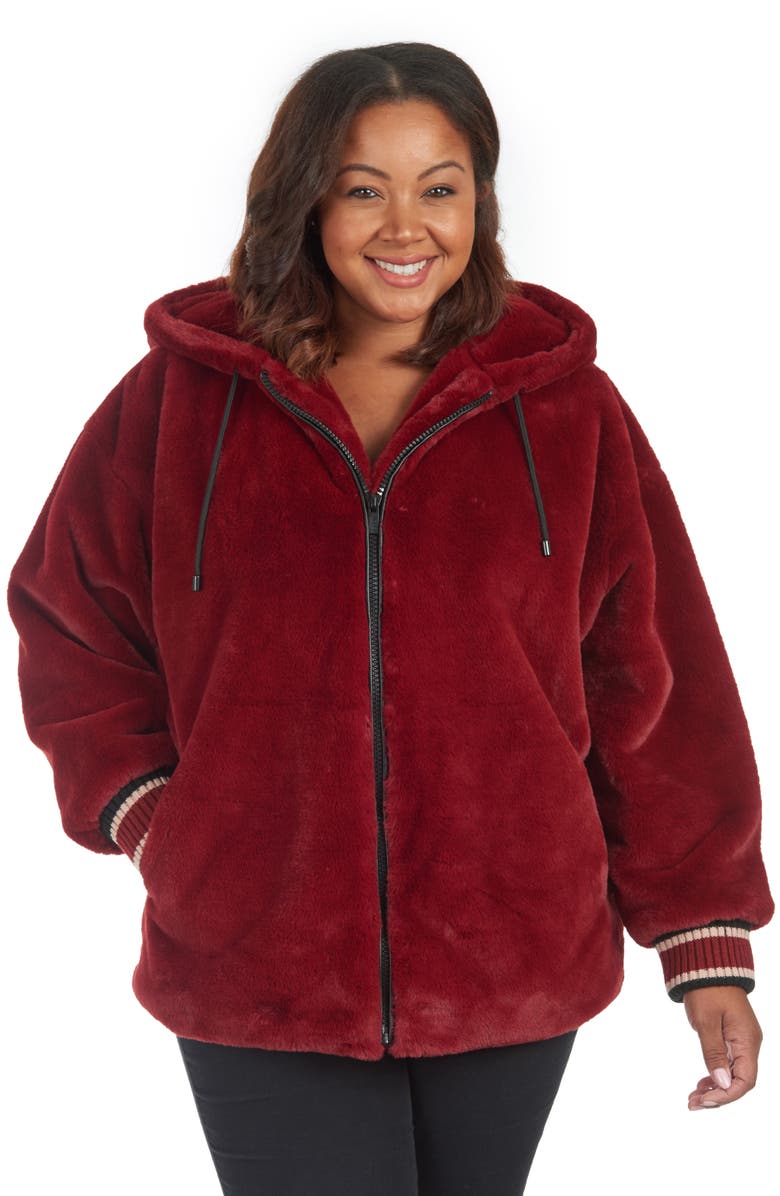 RACHEL Rachel Roy Faux Fur Hooded Jacket, Alternate, color, 