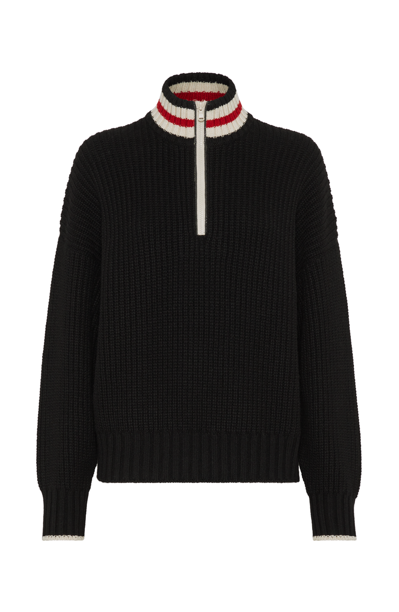 Brunello Cucinelli Cashmere Feather yarn English rib turtleneck sweater with shiny half zip, Main, color, 