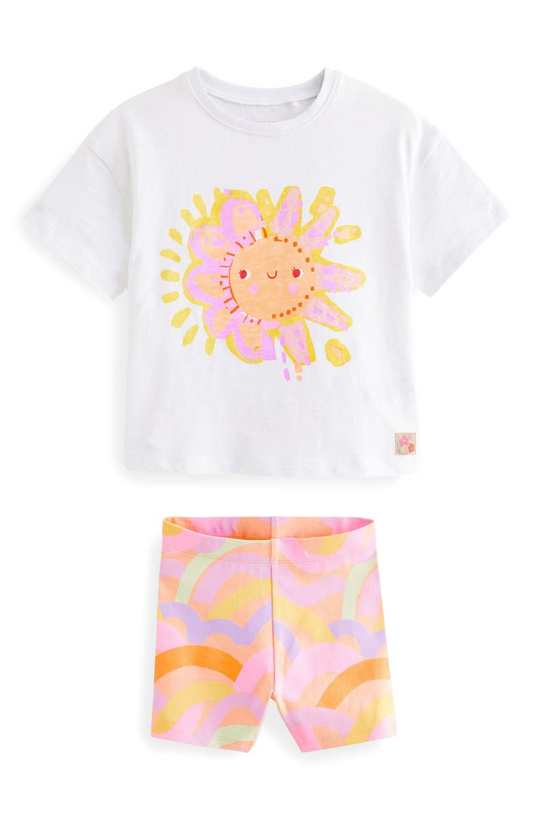 NEXT Kids' Sun Graphic T-Shirt & Bike Shorts Set, Main, color, 